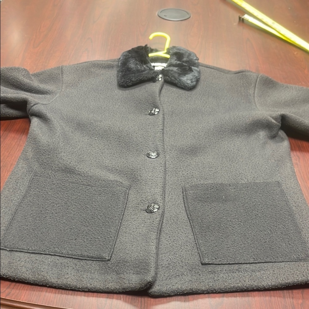 New Star Black Faux Fur Collar Coat